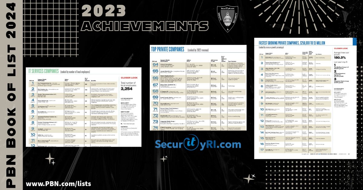 SecurityRI.com featured in Providence Business News latest Book of Lists for 2024