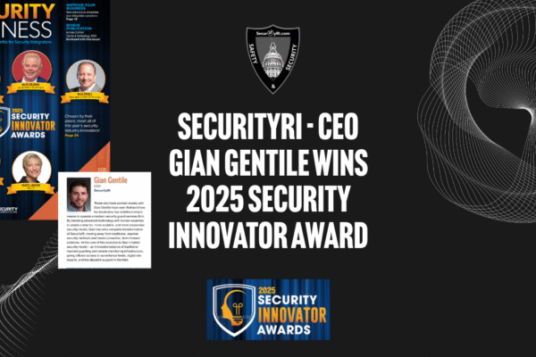 SecurityRI CEO Gian Gentile receiving the 2025 Security Innovator Award.