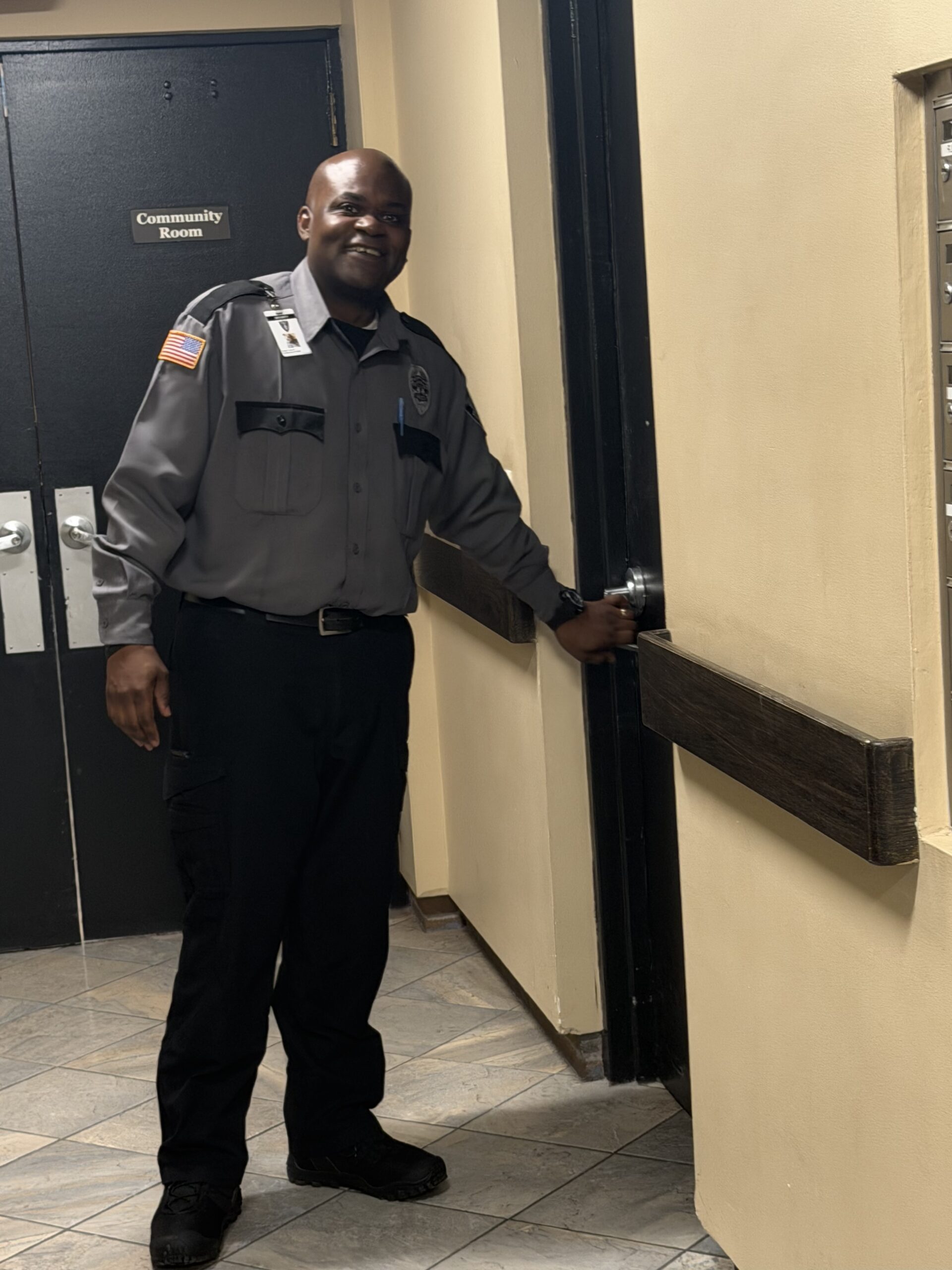 SecurityRI officer monitoring residential property grounds in Rhode Island