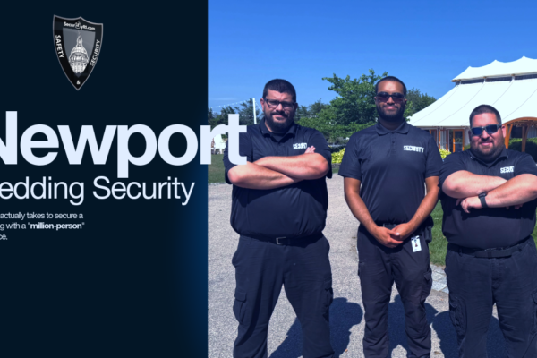 Newport wedding security team at a Rhode Island waterfront venue with SecurityRI officers