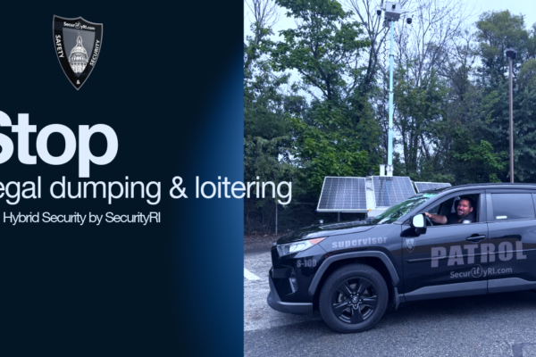 Mobile security trailer at Rhode Island retail parking lot - SecurityRI