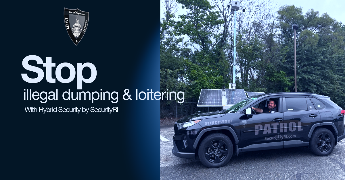 Mobile security trailer at Rhode Island retail parking lot - SecurityRI